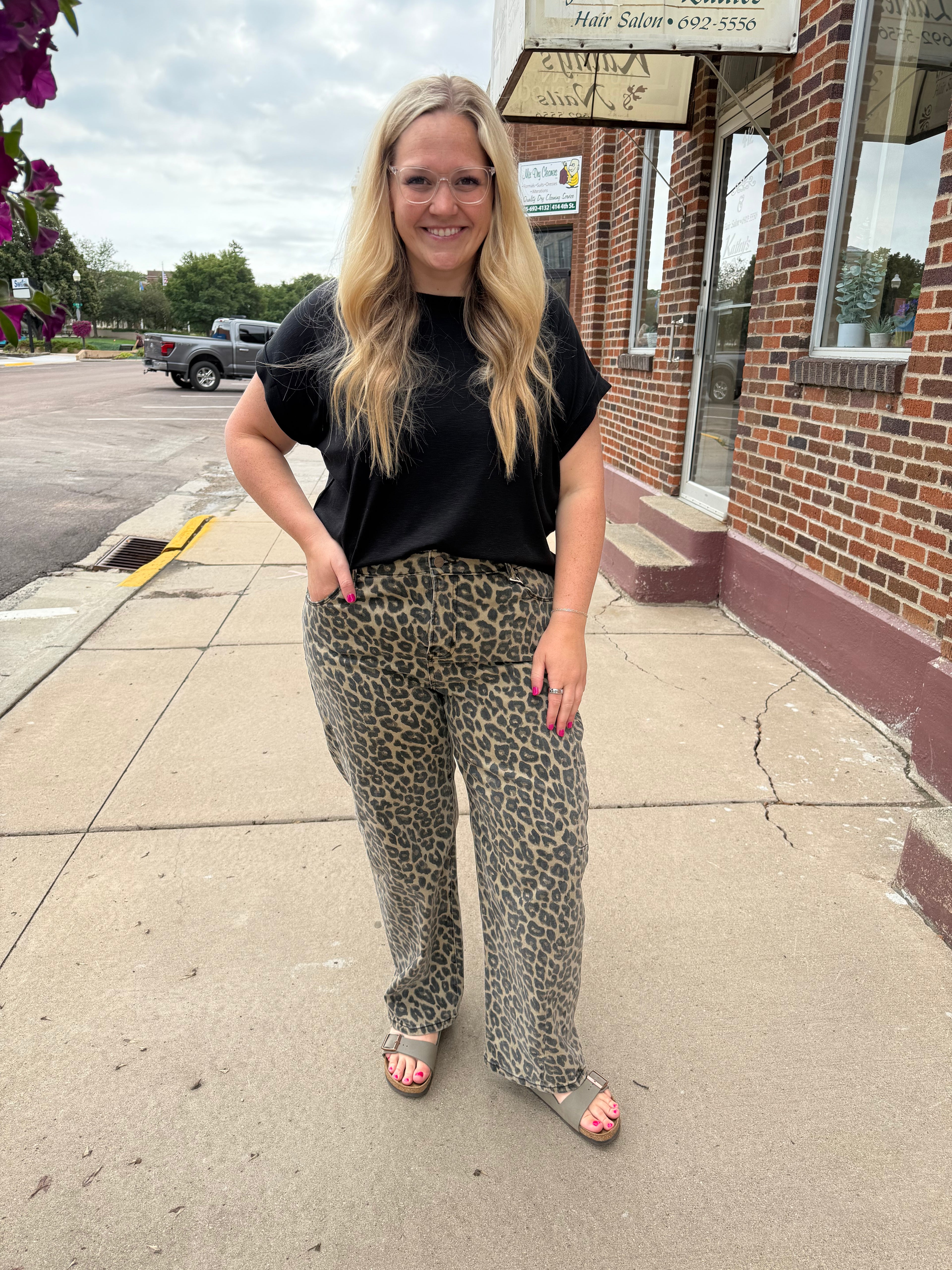 Lucille Leopard Barrel Denim