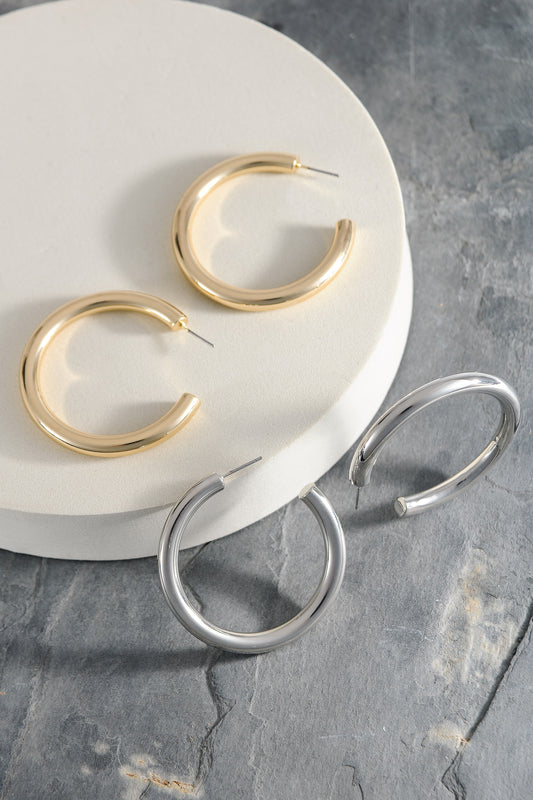 Classic Chunky Hoop Earring - Gold + Silver