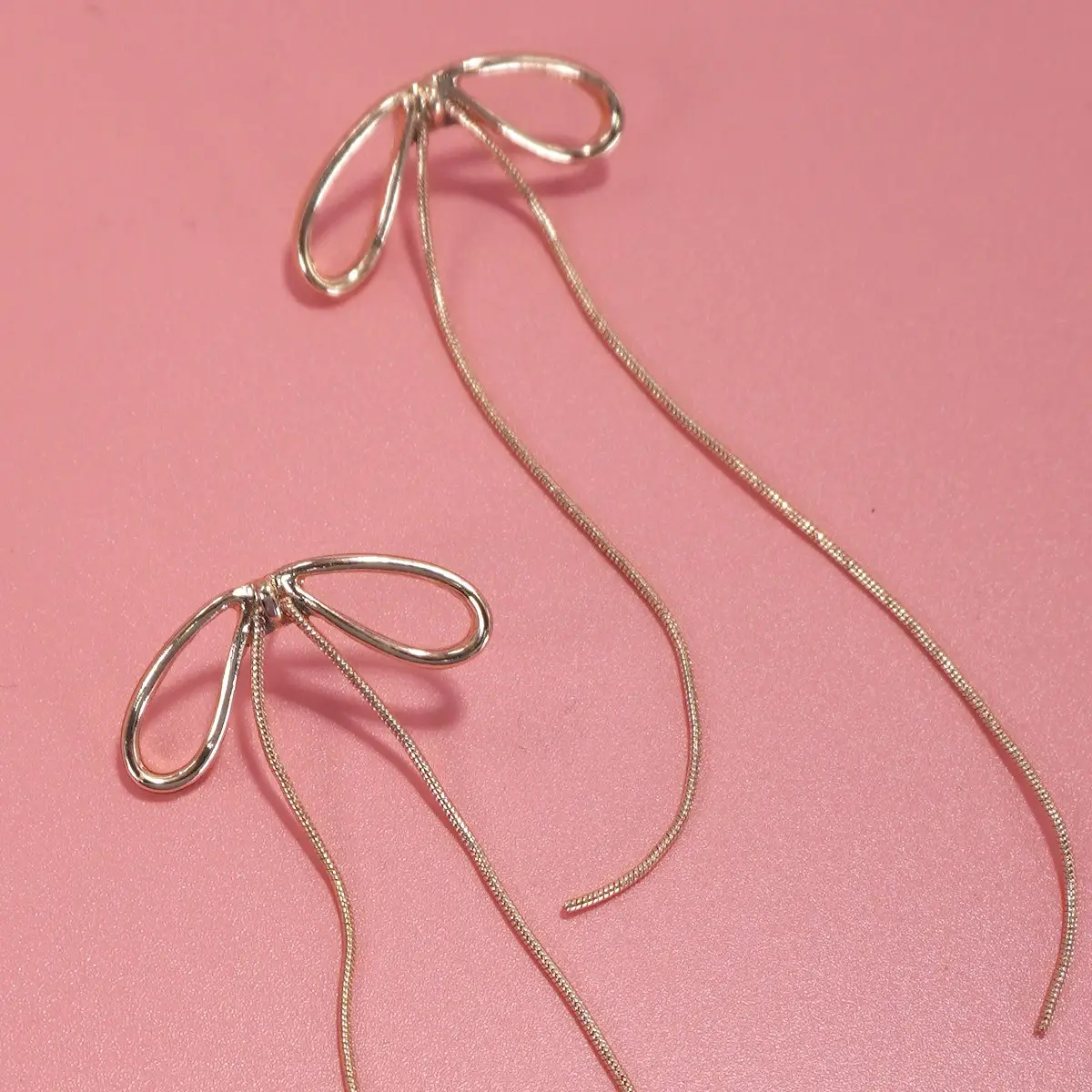 Gold Snake Chain Bow Earrings