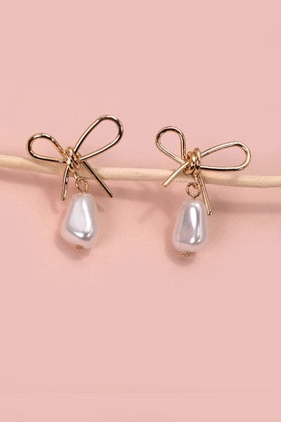 Pearl + Bow Dangle Earrings