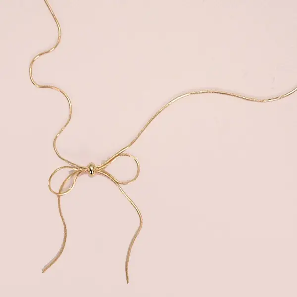 Gold Snake Chain Bow Necklace