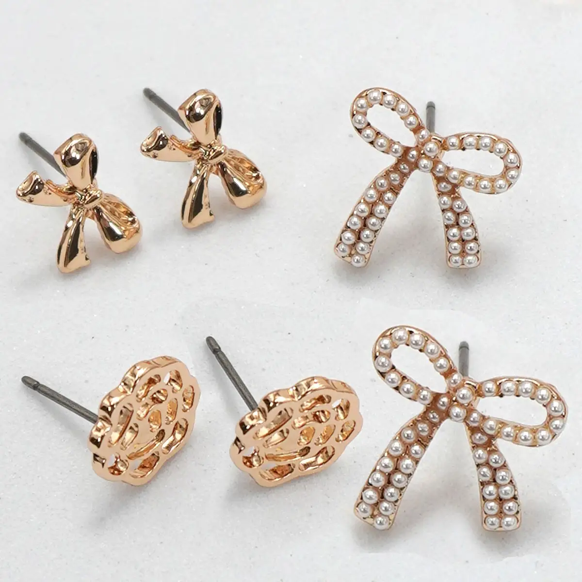 Hypoallergenic Bow Earring Trio