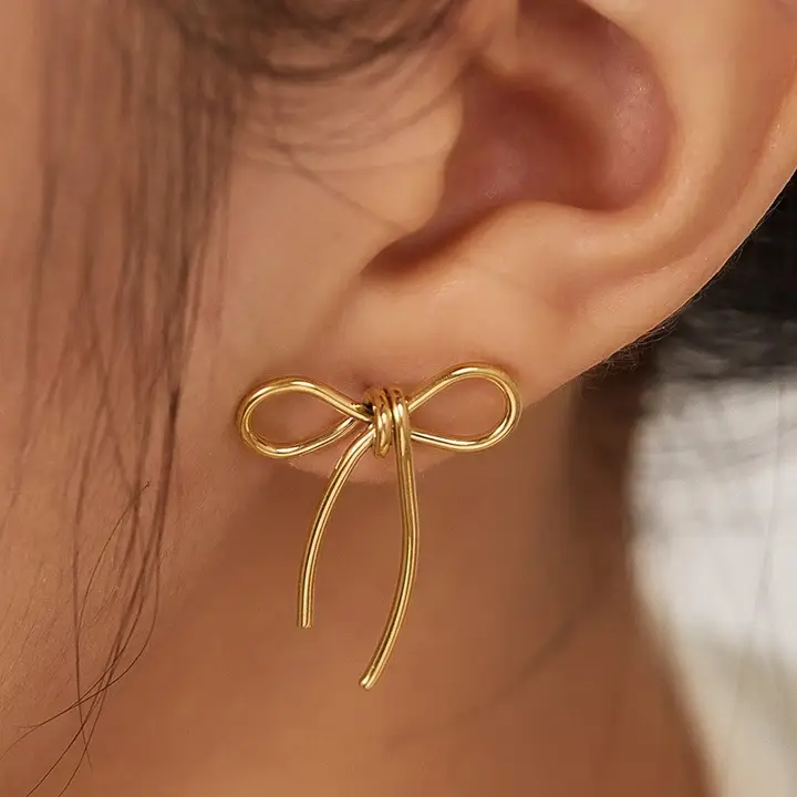 Hypoallergenic: 18K SS Bow Earrings
