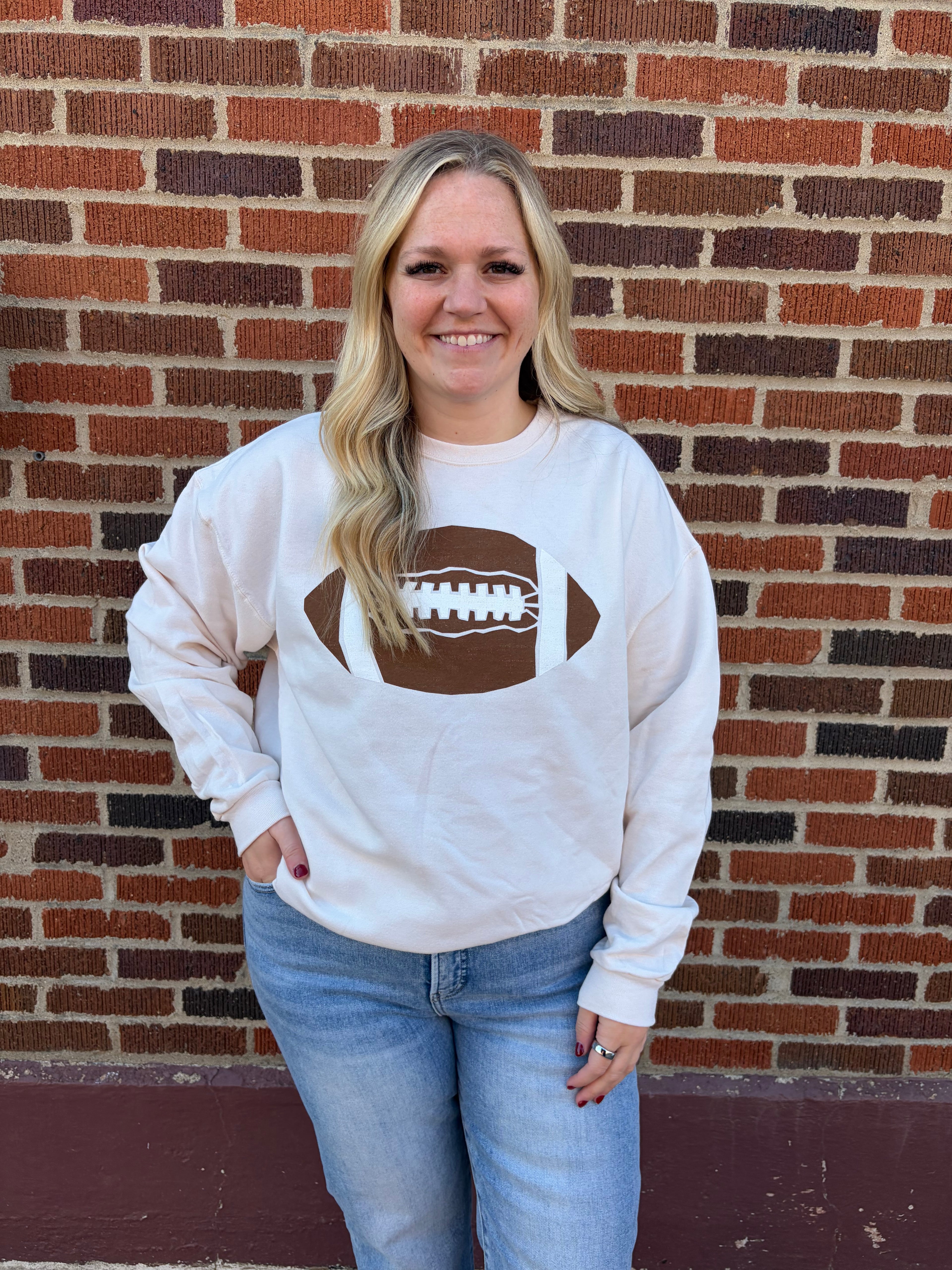 Linen Football Crewneck