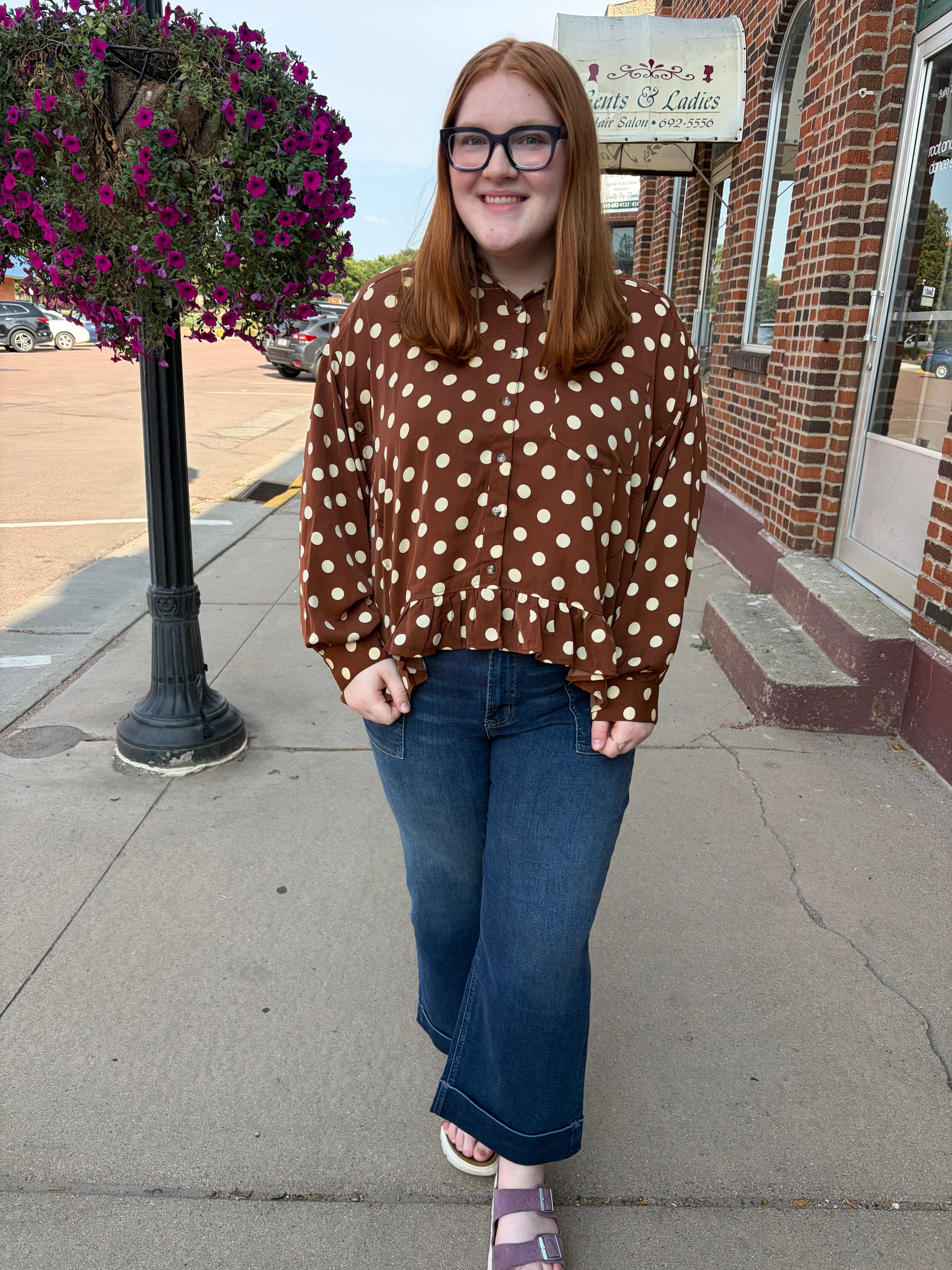 Bradley Dotted Peplum Top