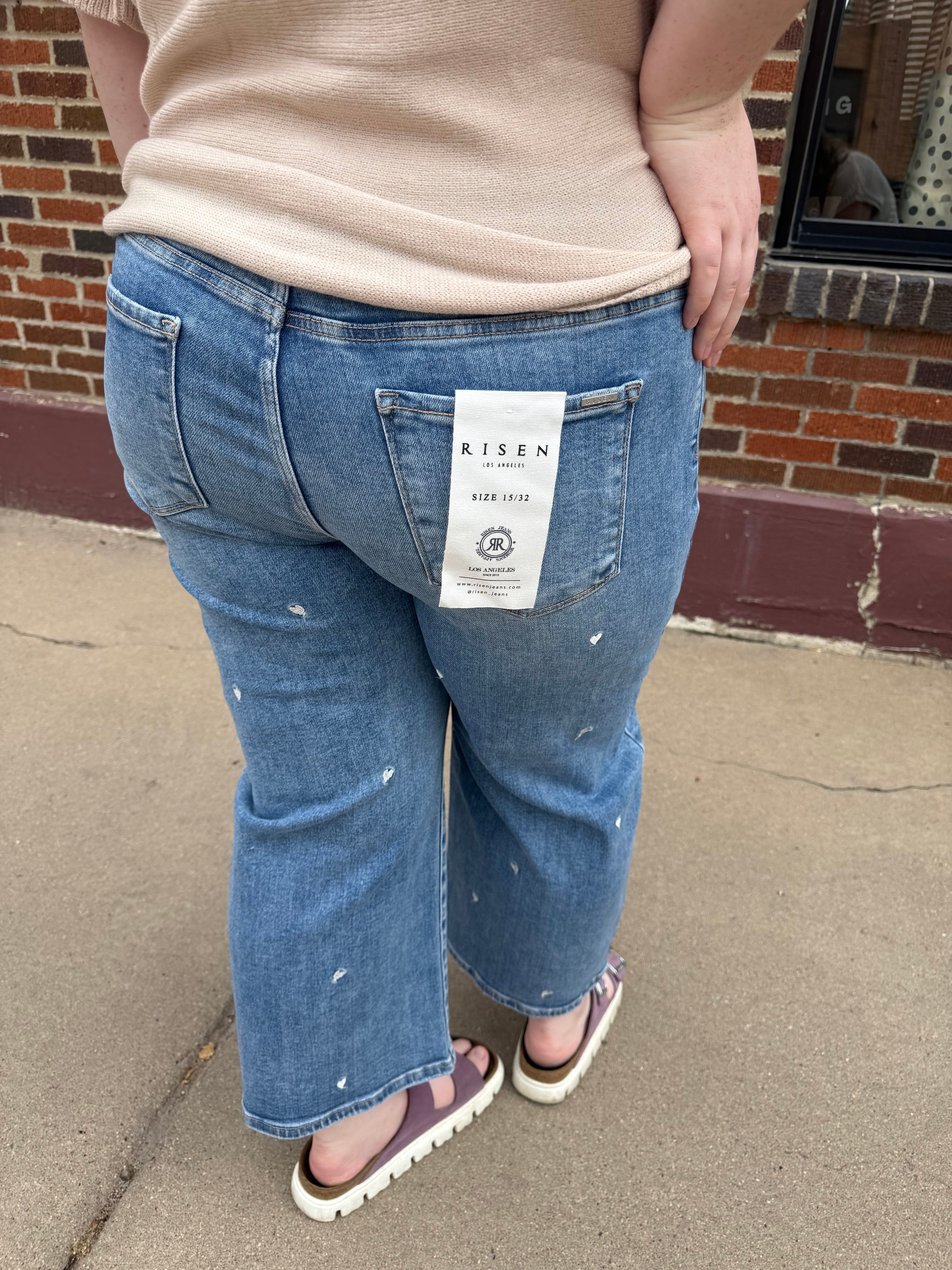Mia Embroidered Heart Barrel Denim