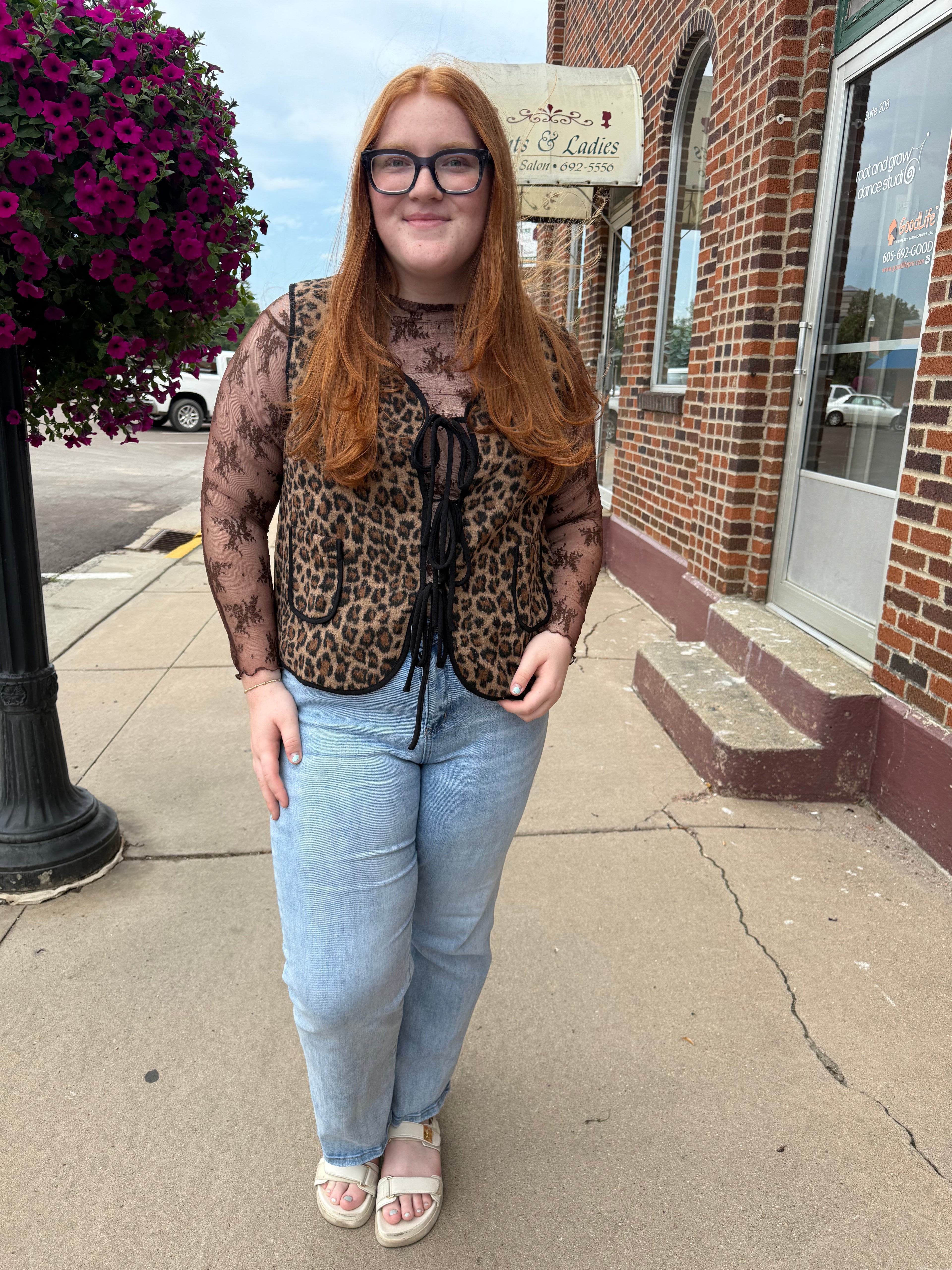 Brown Lace Layering Top