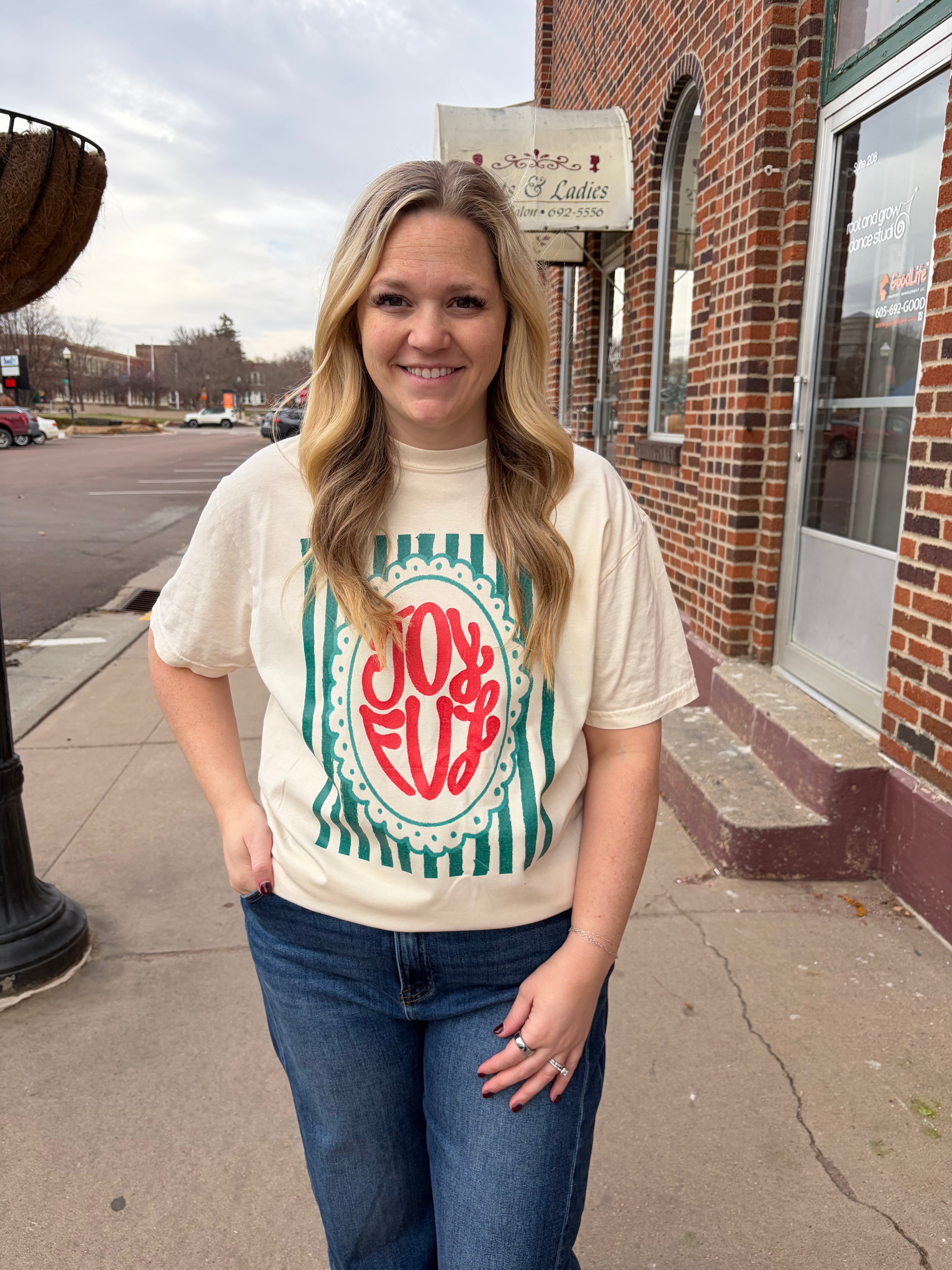 Joyful Stripe Graphic Tee