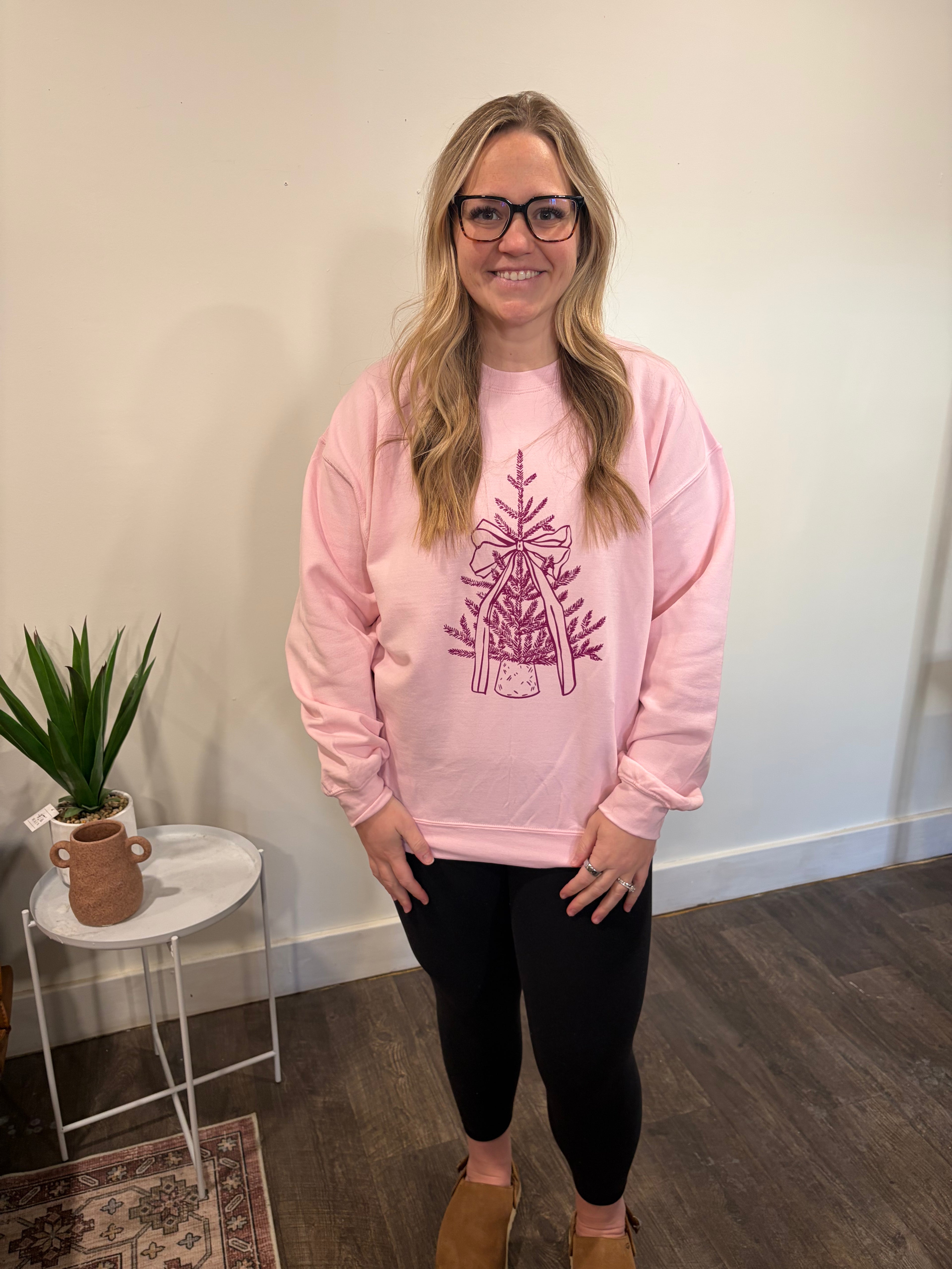 Pink Christmas Tree Crewneck