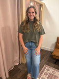 Olive Ribbed Top