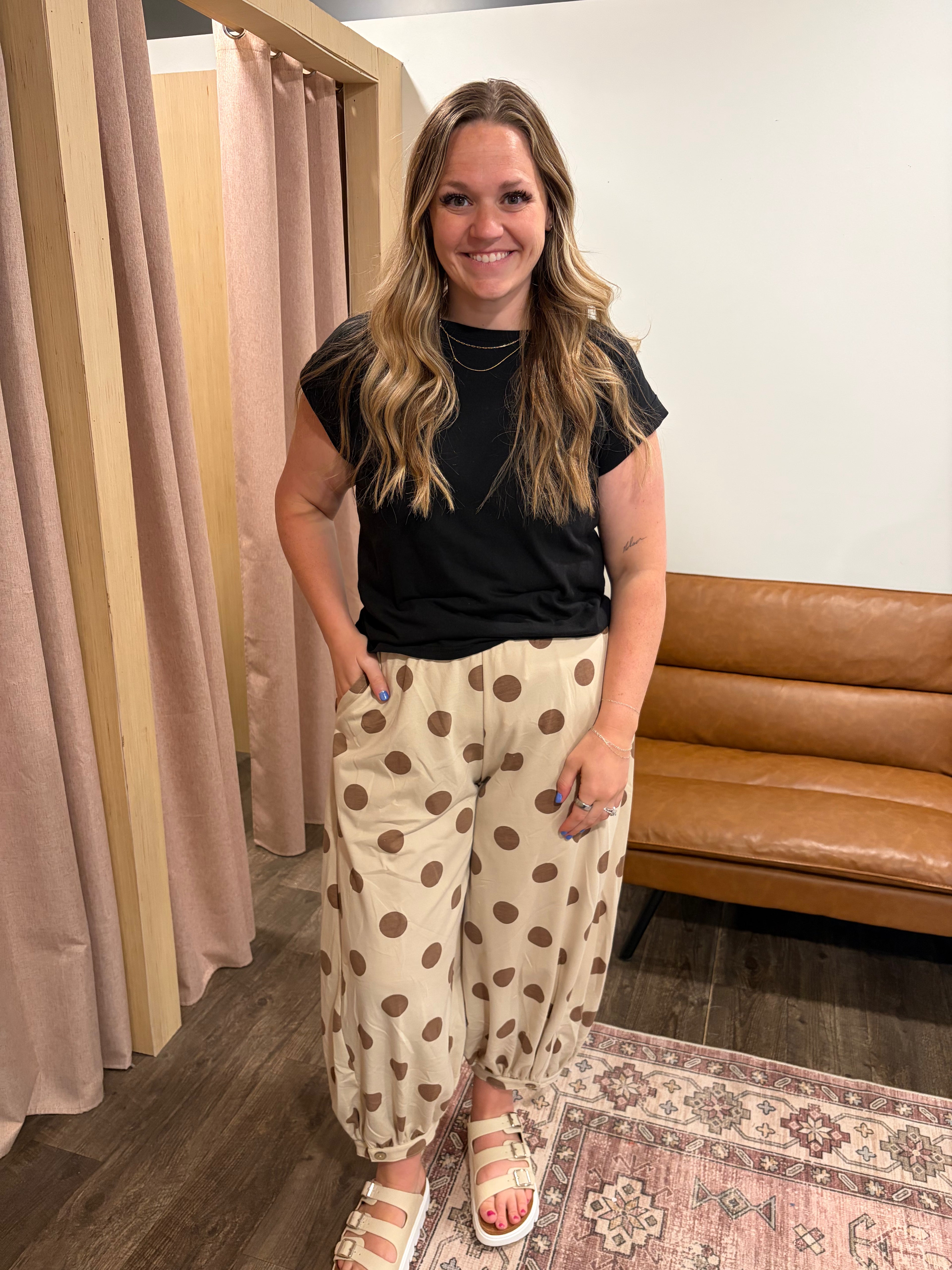 Amelia Dotted Barrel Pants