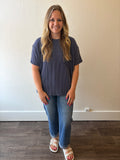Navy Ribbed Top