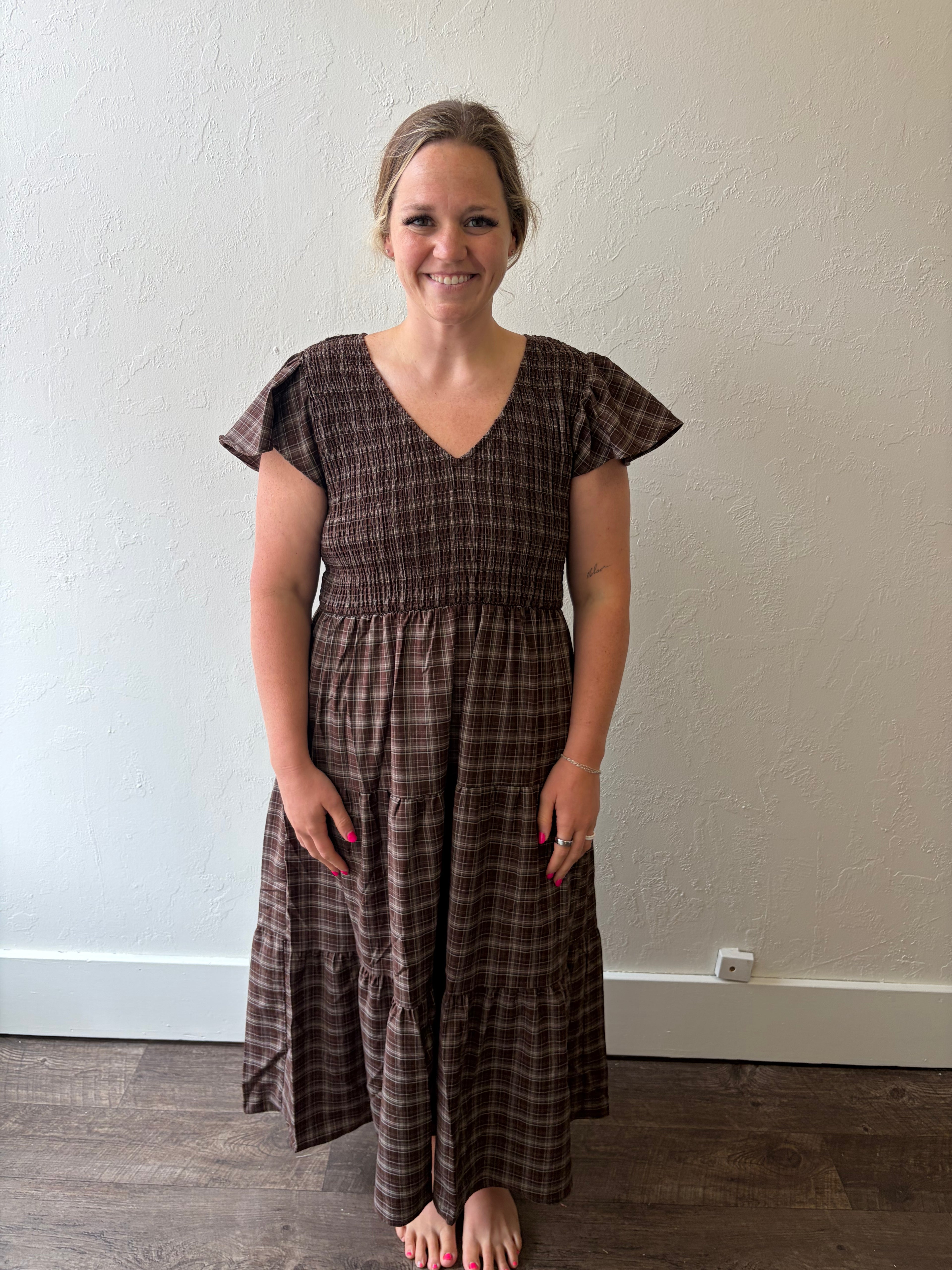 Bren Plaid Midi Dress