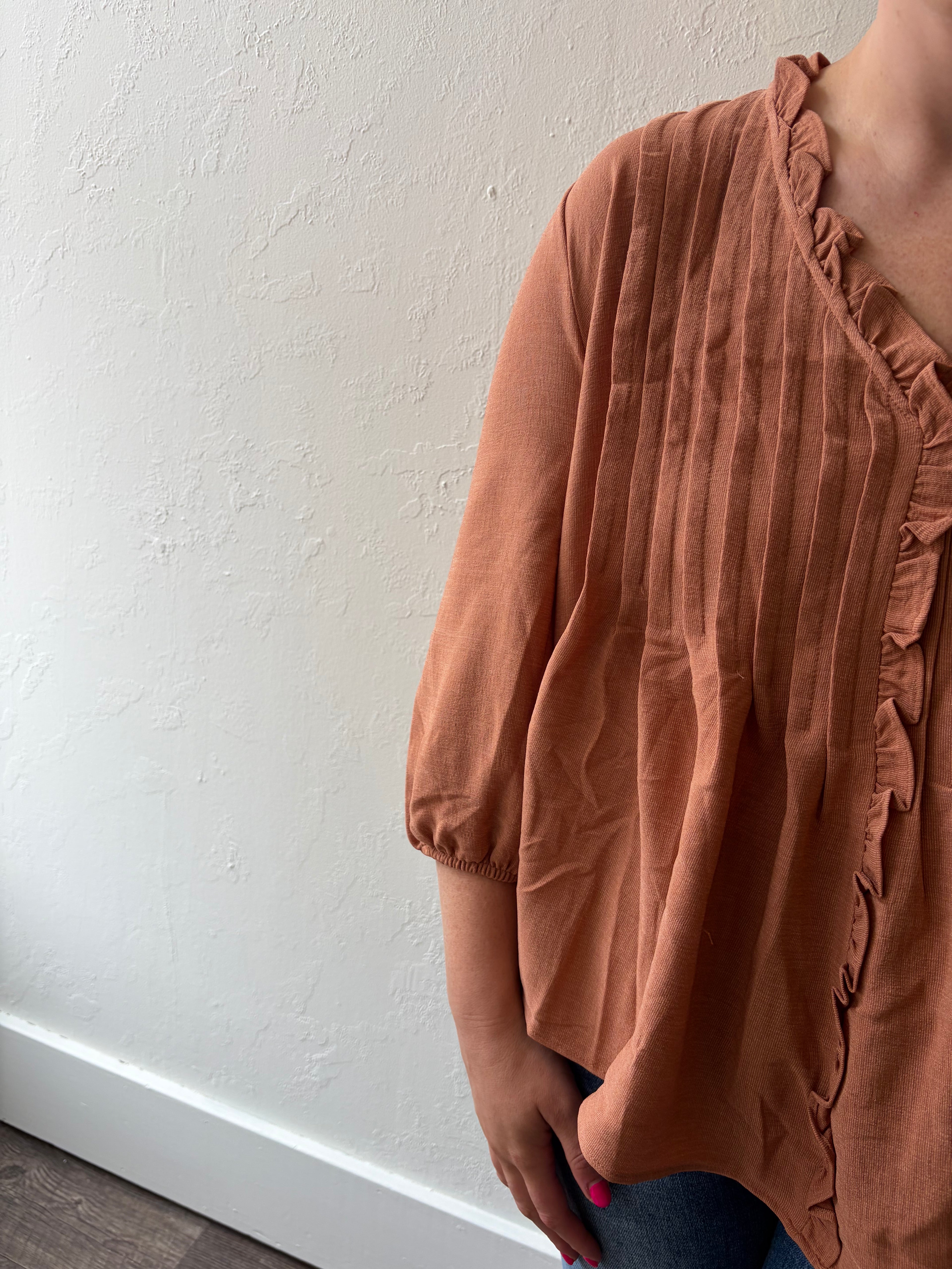 Terracotta Ruffled Blouse