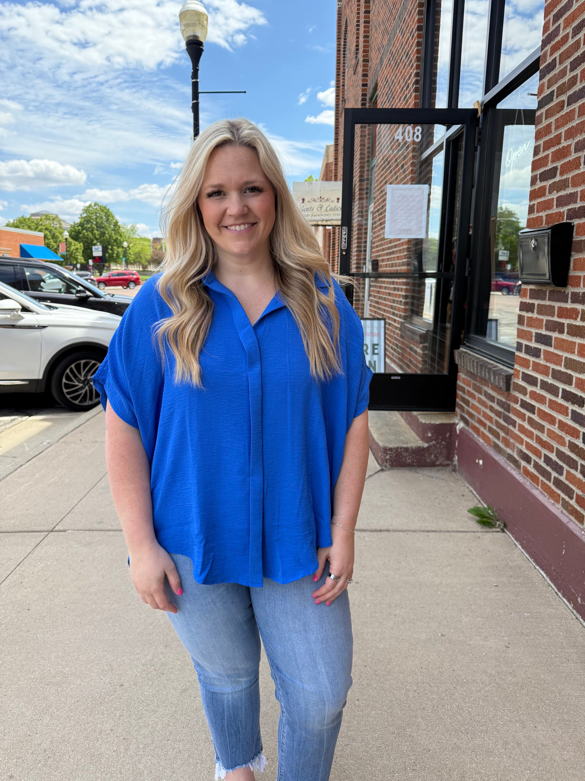 PLUS Exclusive: Raya Button Down Top