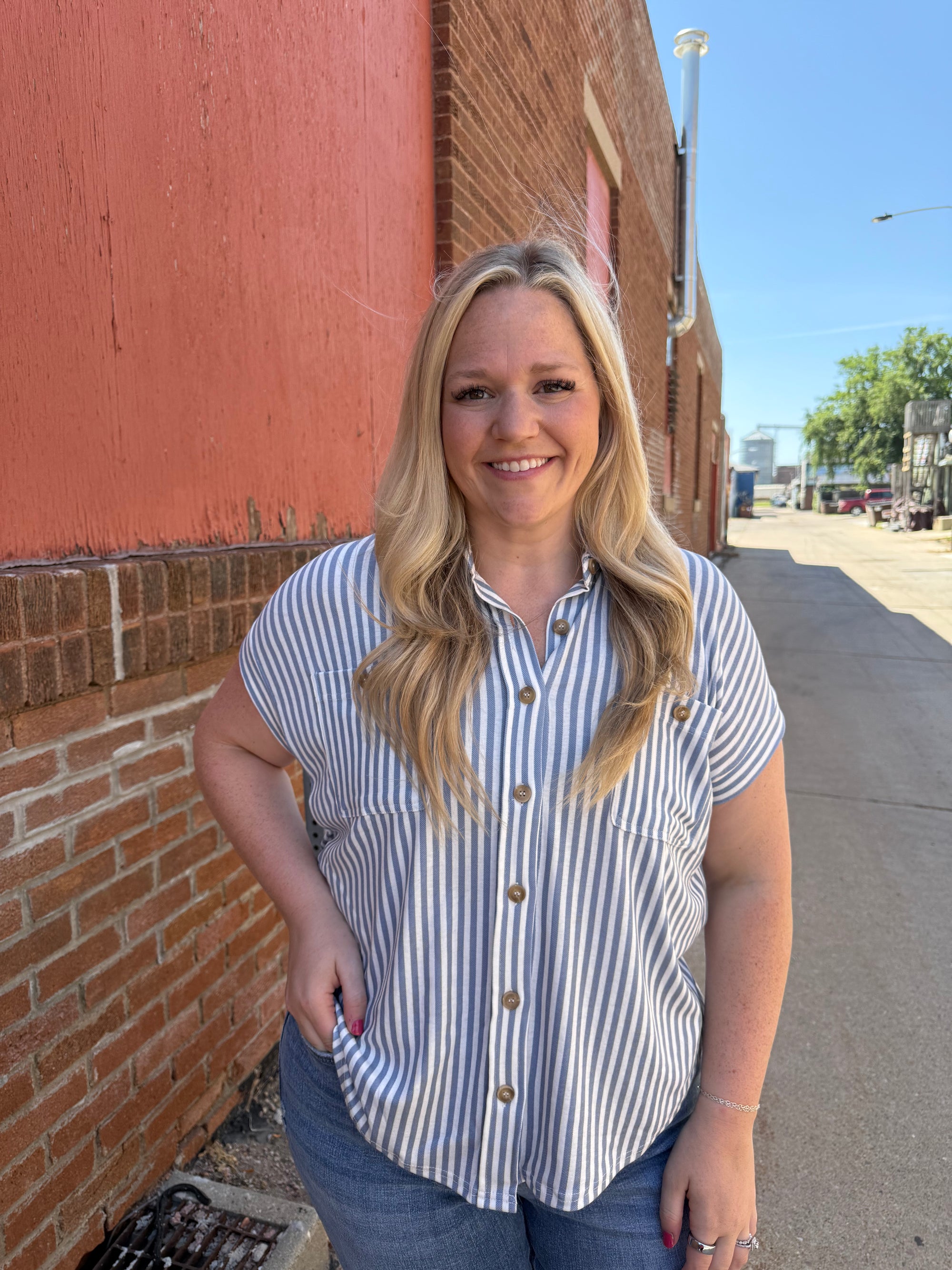 Dustin Collared Striped Top