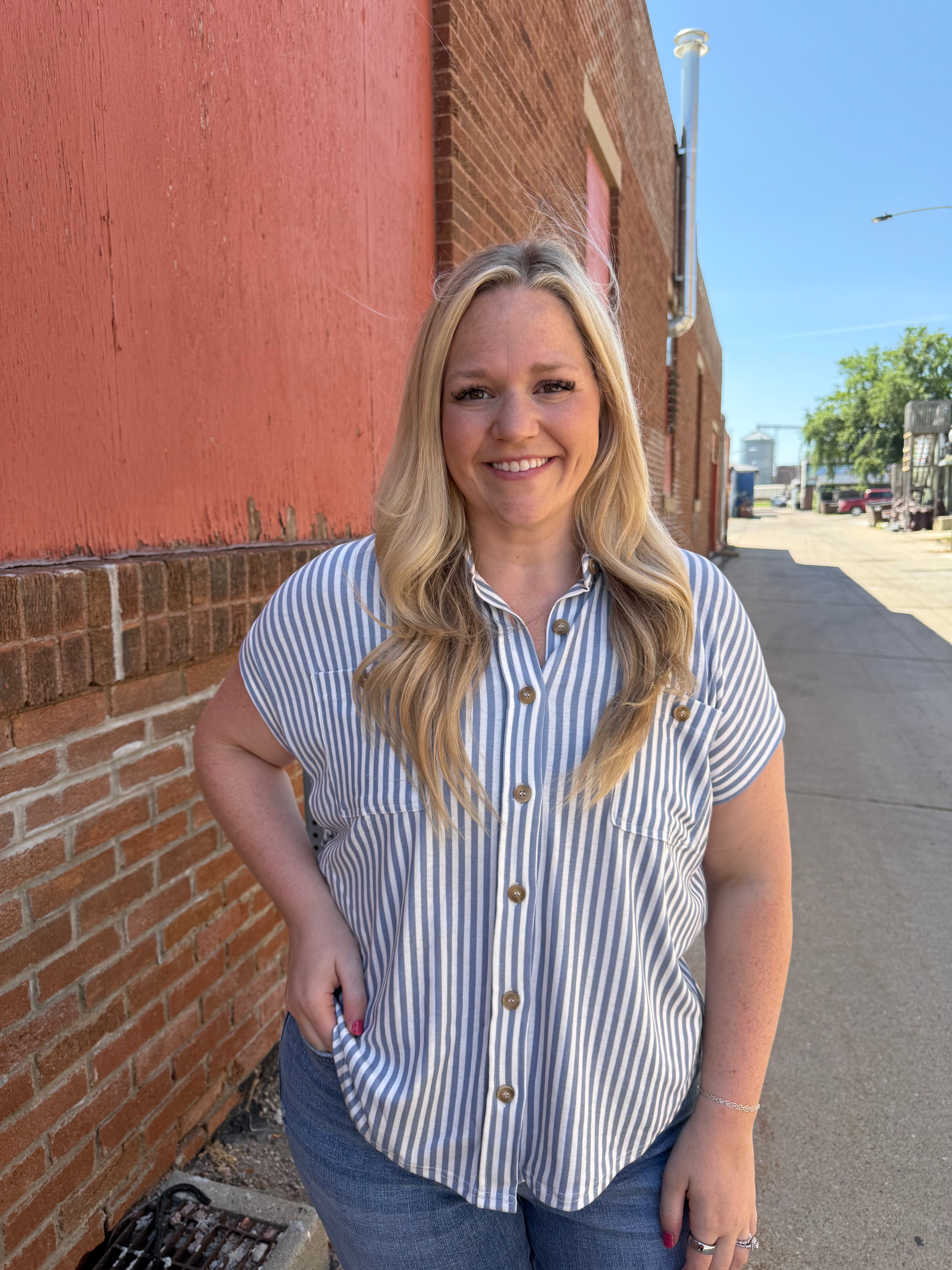 Dustin Collared Striped Top