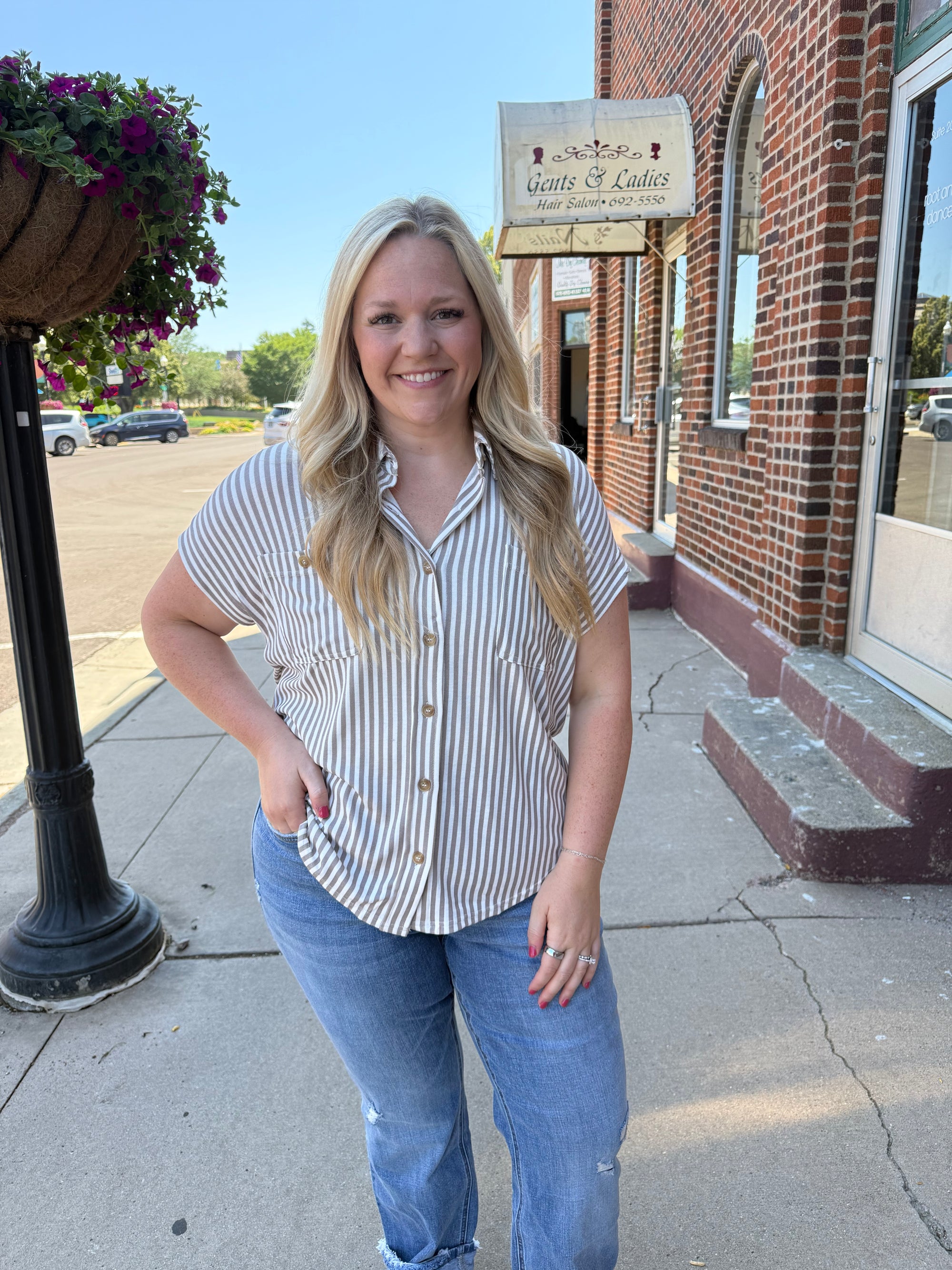 Millie Collared Striped Top