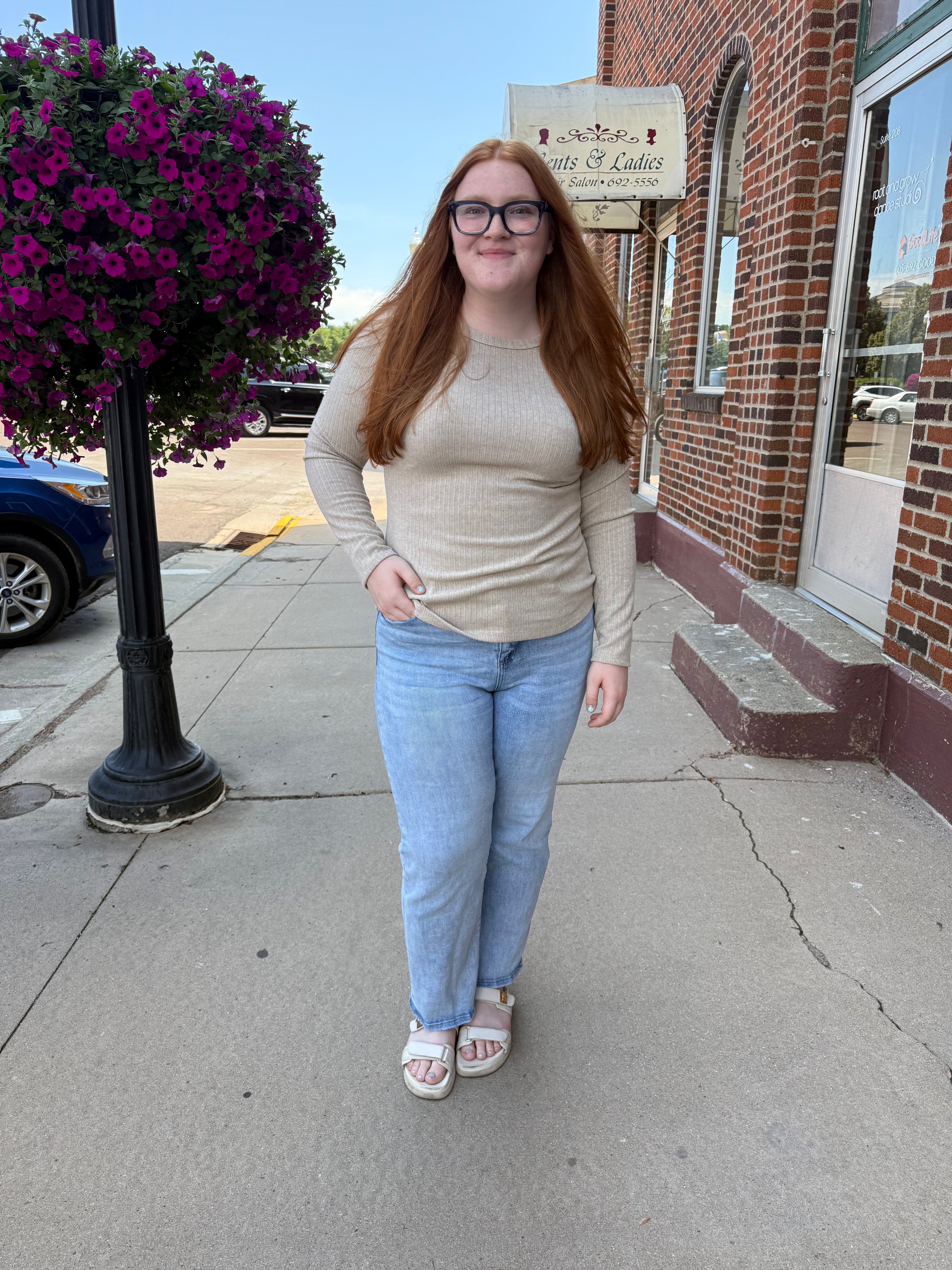 Taupe Ribbed Pullover Top