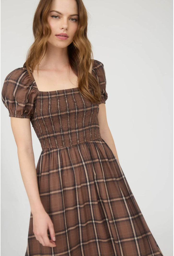 Beatrice Plaid Midi Dress