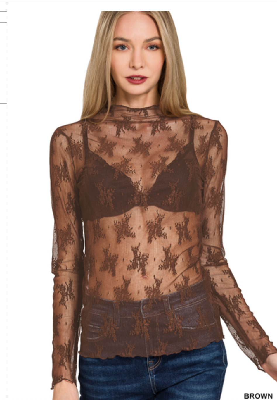Brown Lace Layering Top