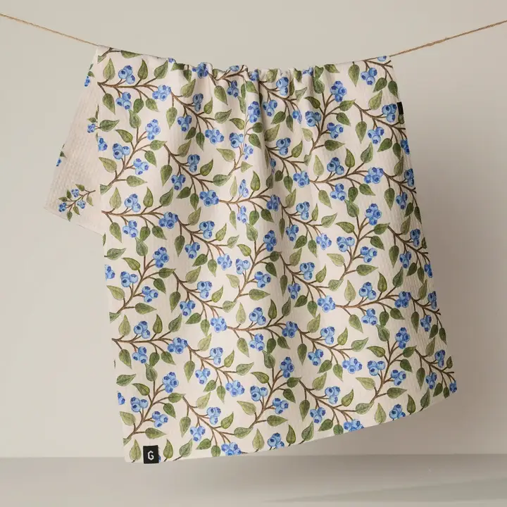 Geometry: Blueberry Sprig Luxe Kitchen Towel
