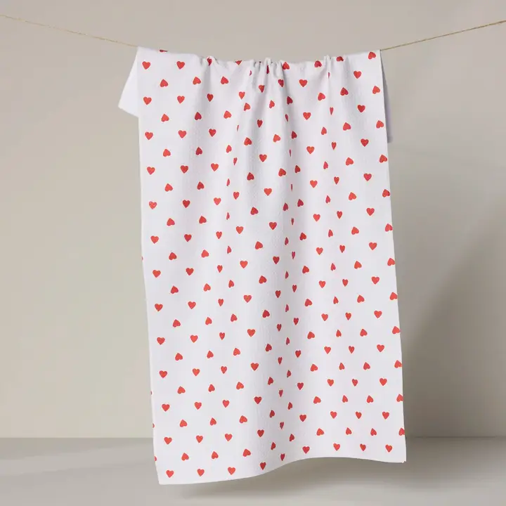 Baby Hearts Geometry Tea Towel