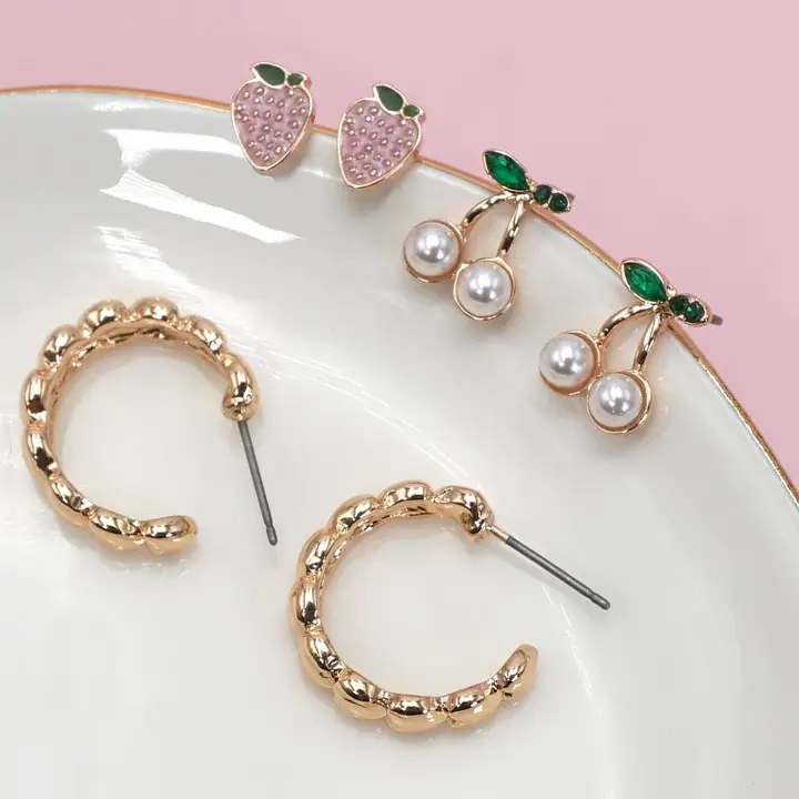 Hypoallergenic: Fruity Earring Trio