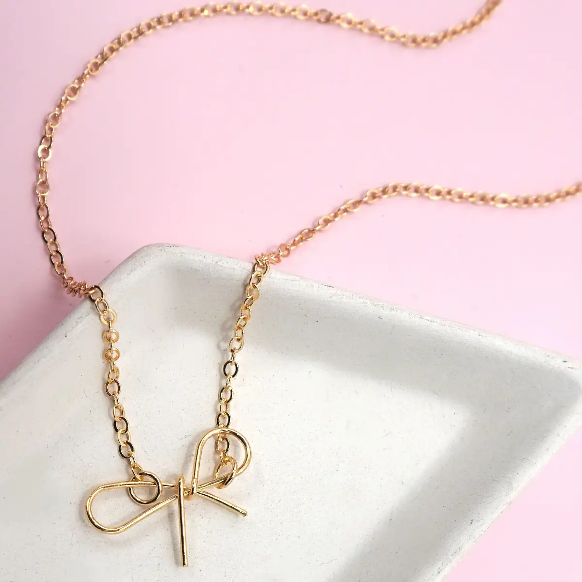 Delicate Bow Charm Necklace