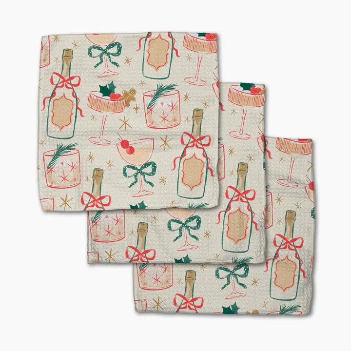 Christmas Cocktails Geometry Dishcloth Set