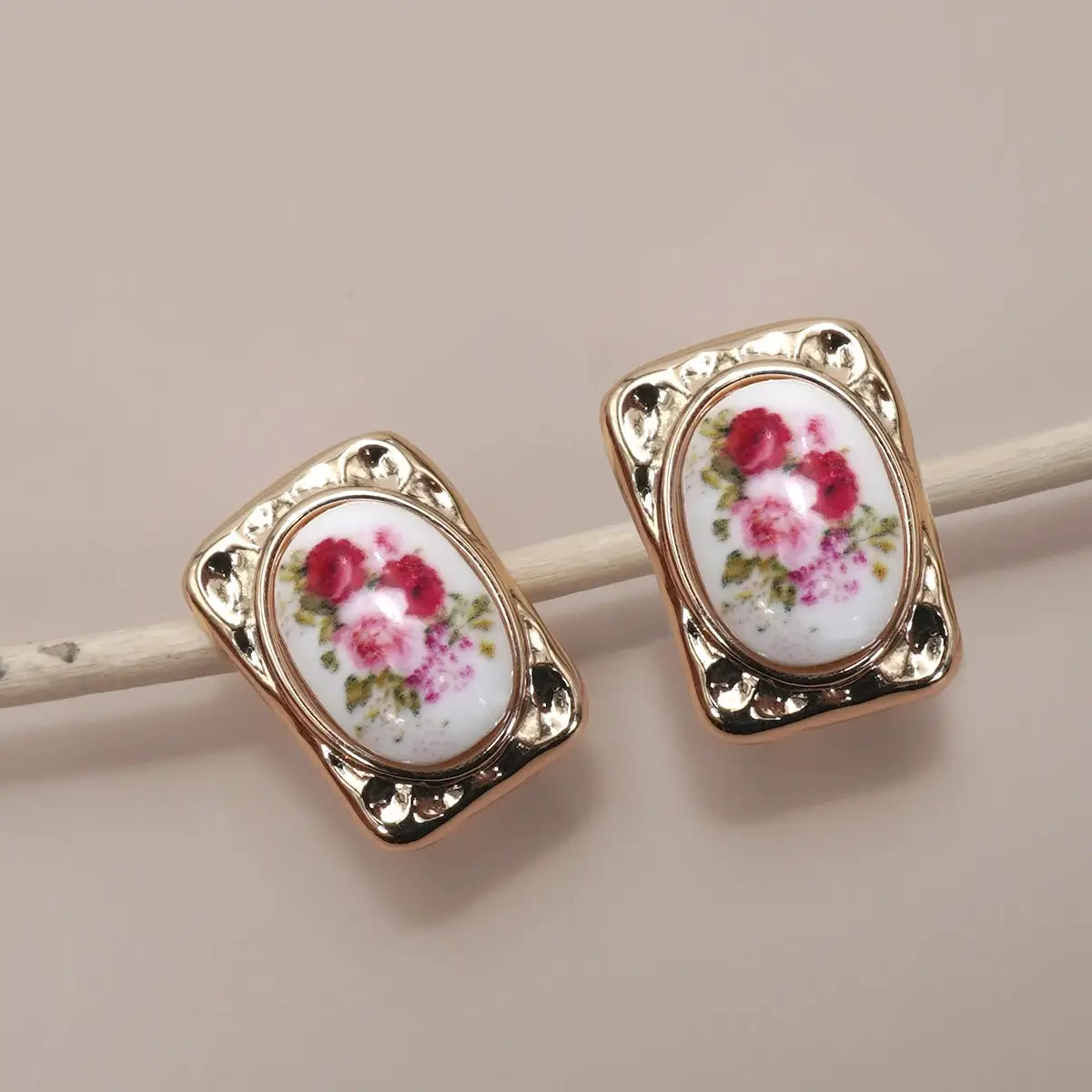 Hypoallergenic Vintage Porcelain Flower Earrings