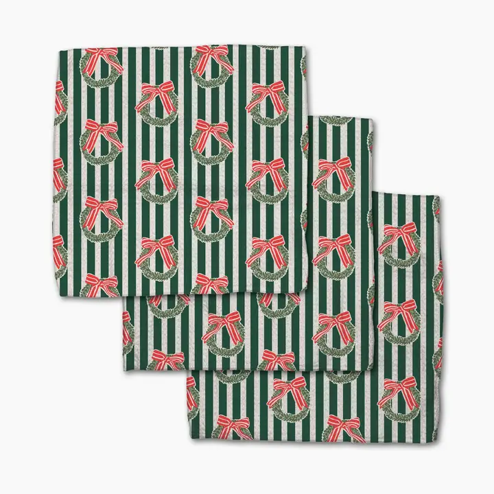 Green Wreaths Geometry Dishcloth Set