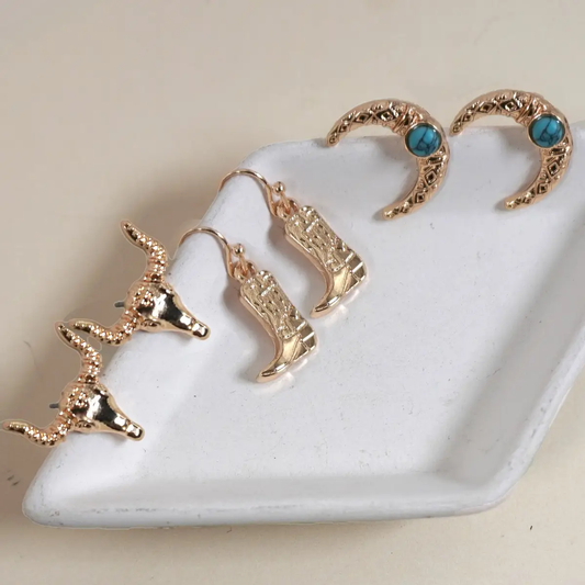 Hypoallergenic Western Earring Trio