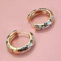 Blue Floral Hoop Earrings