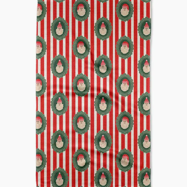 Striped Santa Geometry Tea Towel