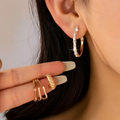 Hypoallergenic: Baguette Stone Hoop Trio
