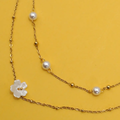 Hypoallergenic: 18K SS Pearl Flower Layered  Necklace