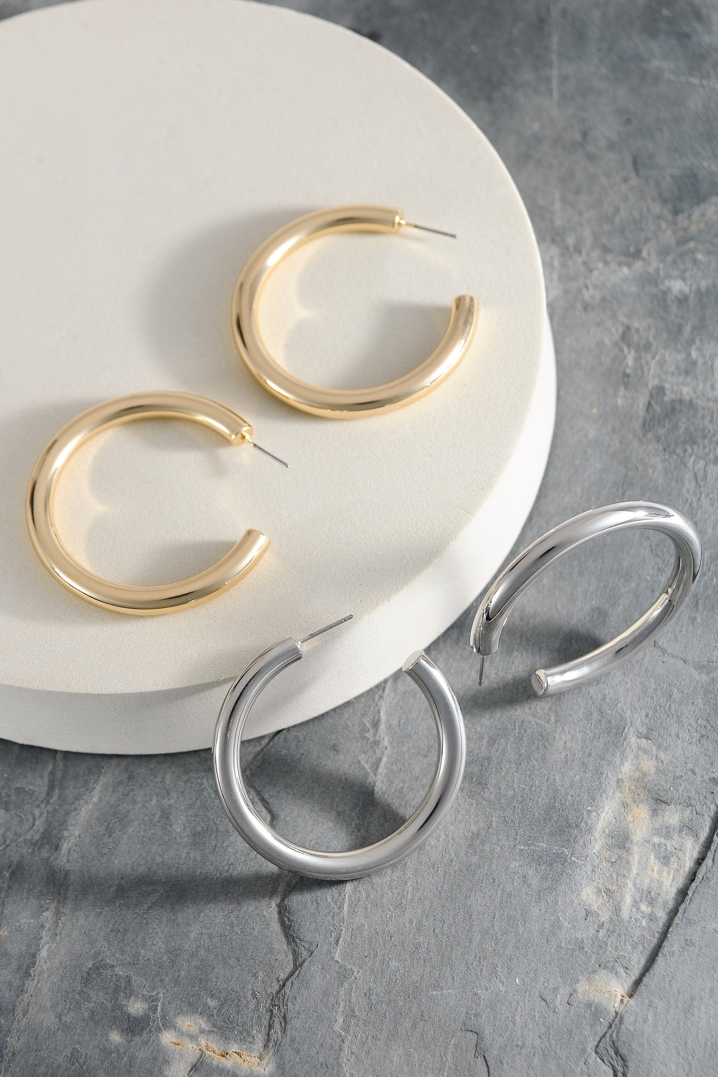 Classic Chunky Hoop Earring - Gold + Silver