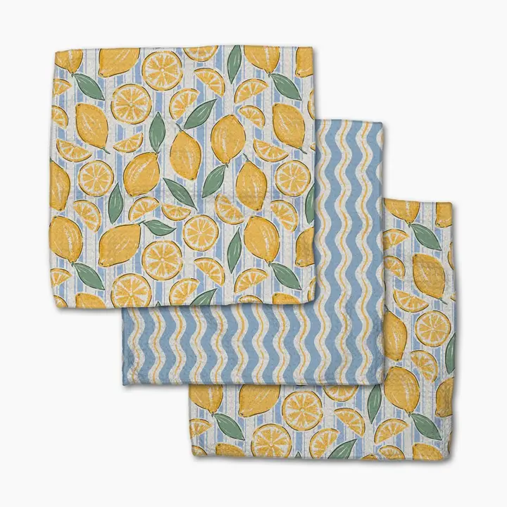 Geometry: Lemon Waves Dishcloth Set