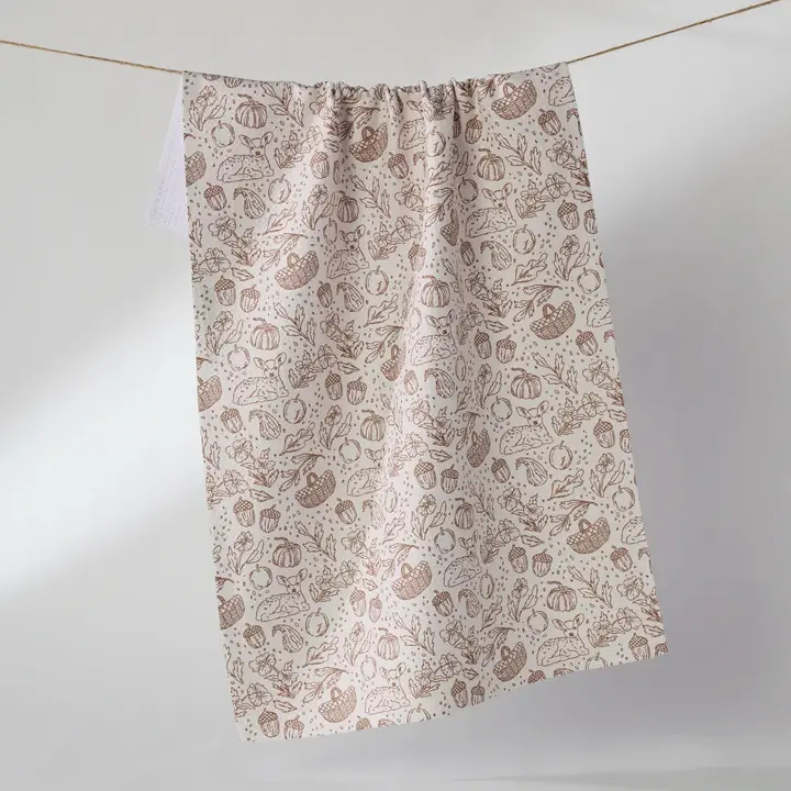 Geometry: White Cozy Flora Tea Towel