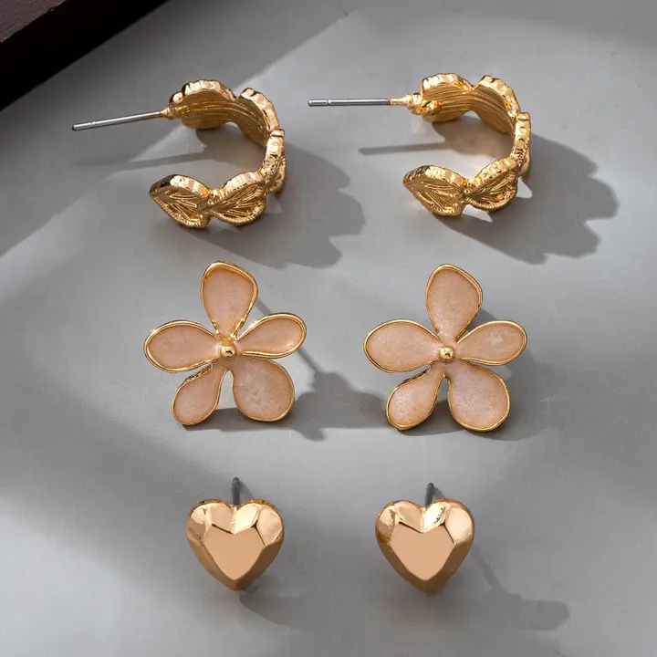 Hypoallergenic: Flower Earring Trio