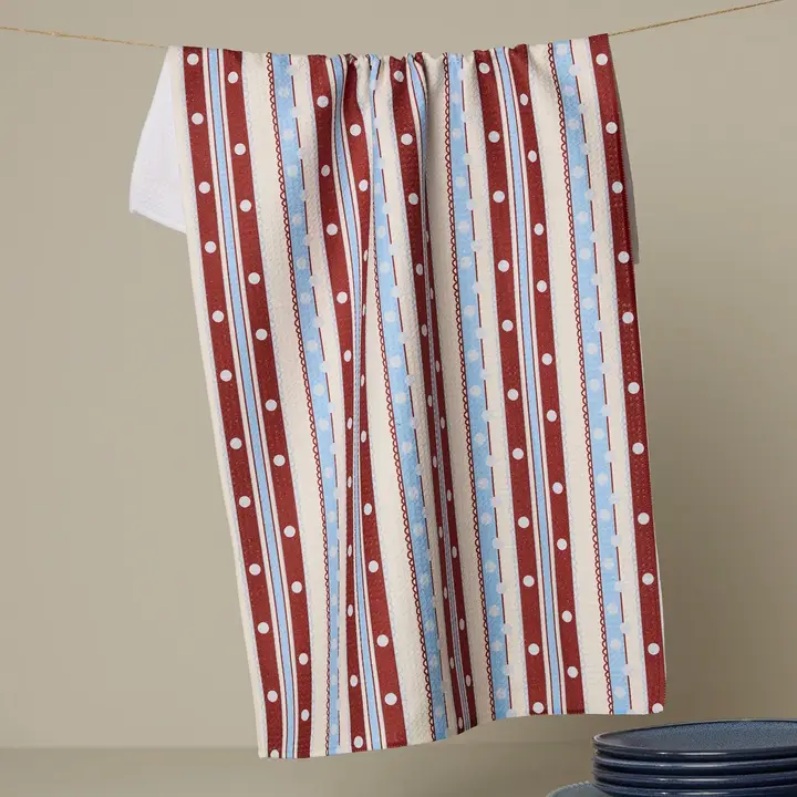 Geometry: Blue Skies Stripes Tea Towel