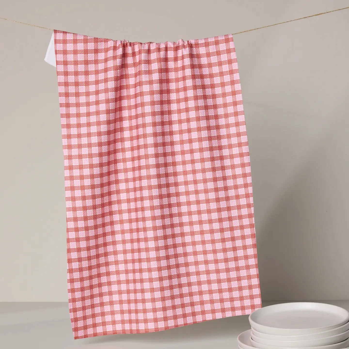 Cupids Plaid Geometry Tea Towel