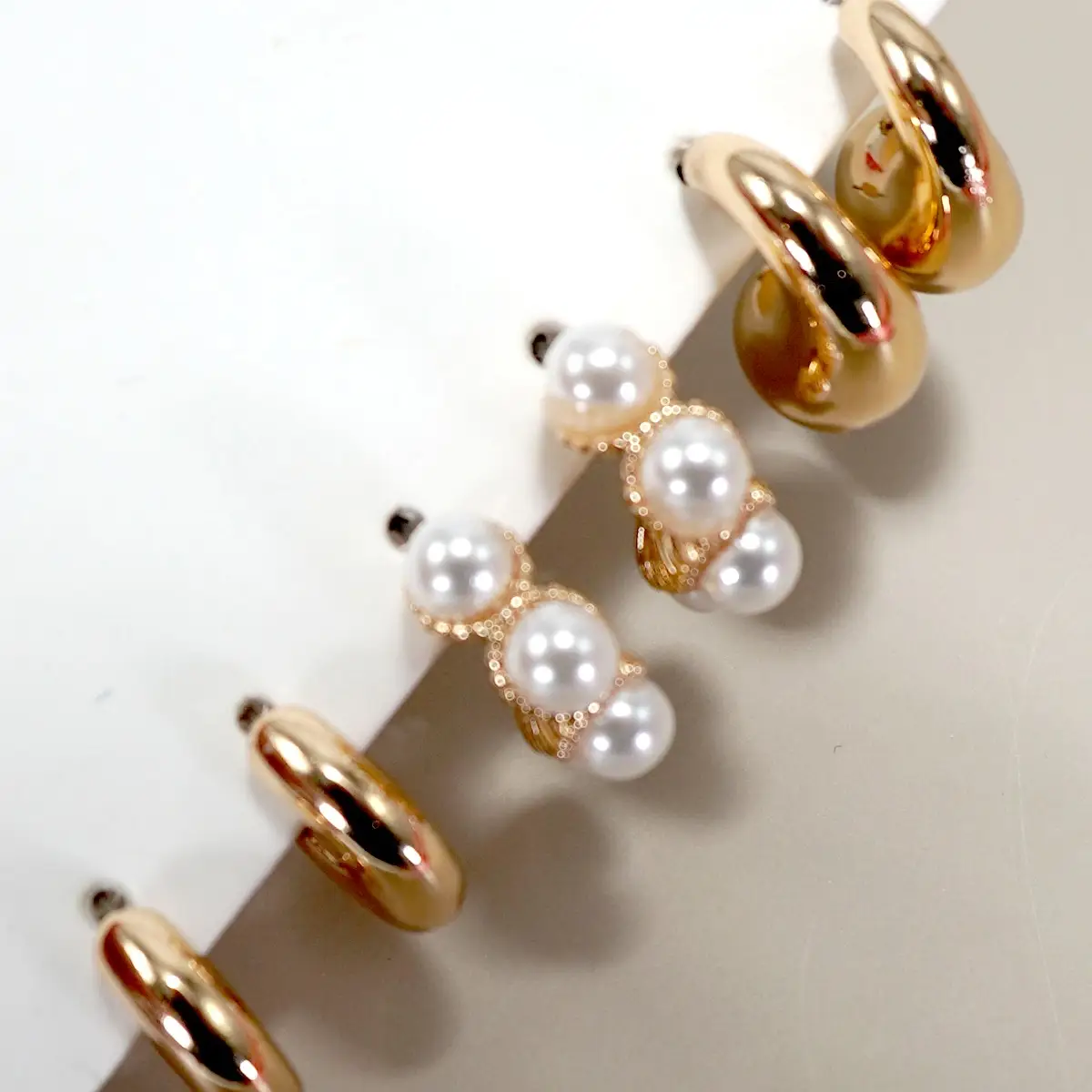 Hypoallergenic Pearl Huggie Trio