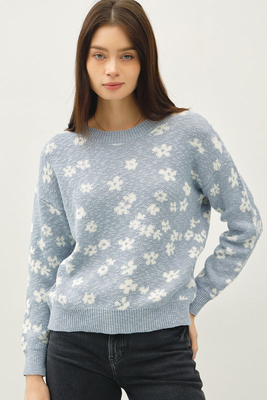 Slate Floral Sweater