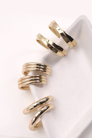 Gold Classic Hoop Earring Set