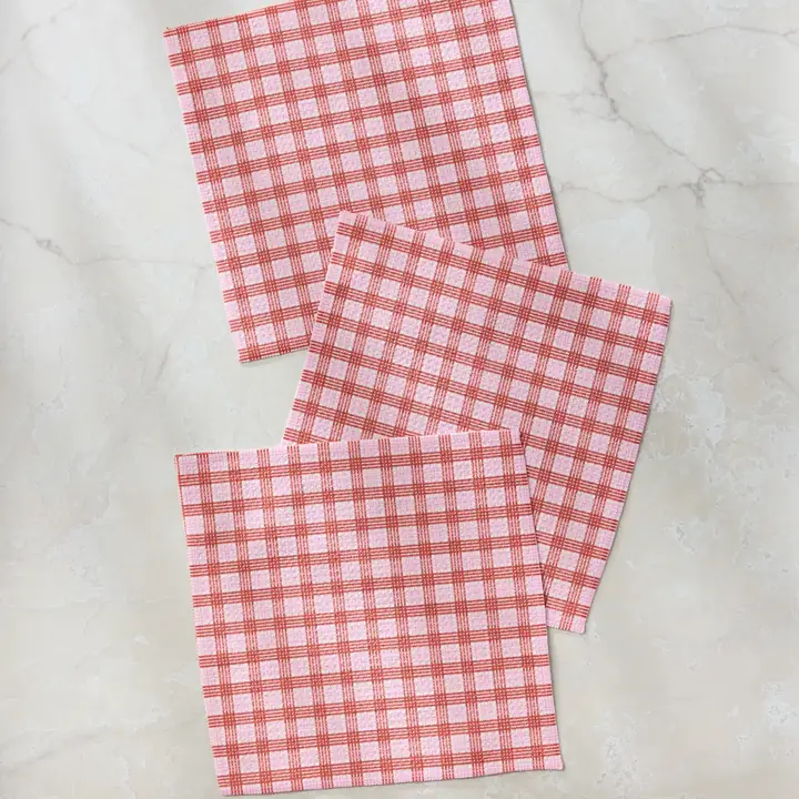 Cupid's Plaid Geometry Dishcloth Set