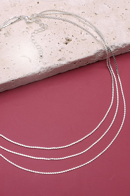 Silver Triple Layer Chain Necklace