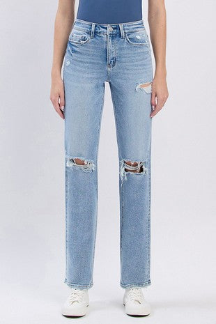 Axel HR Distressed Straight Leg Denim