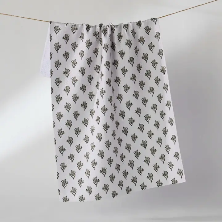Geometry: White Foraged Tea Towel